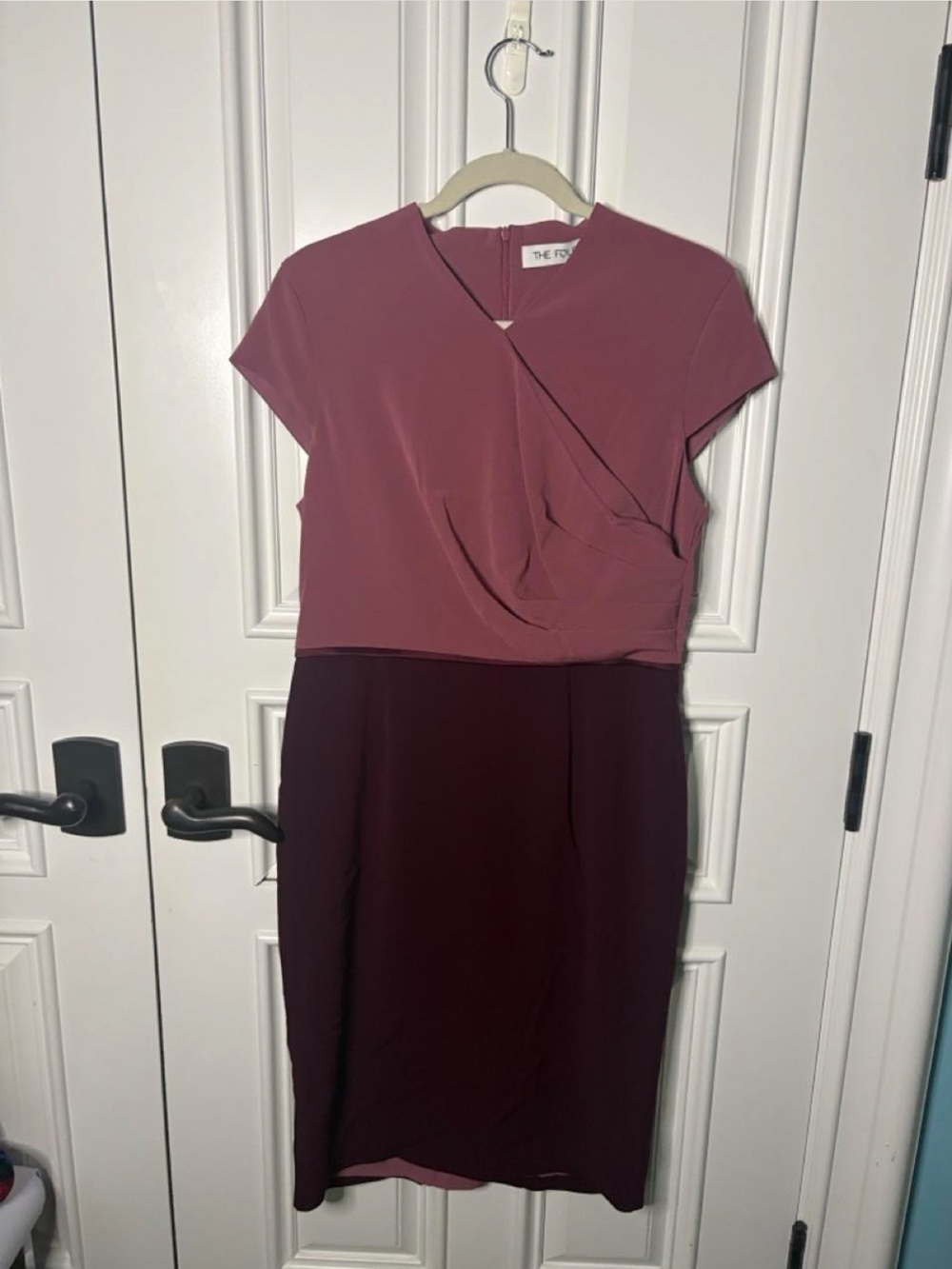 The Fold London Two-Tone Mauve Top & Plum Skirt Midi Dress